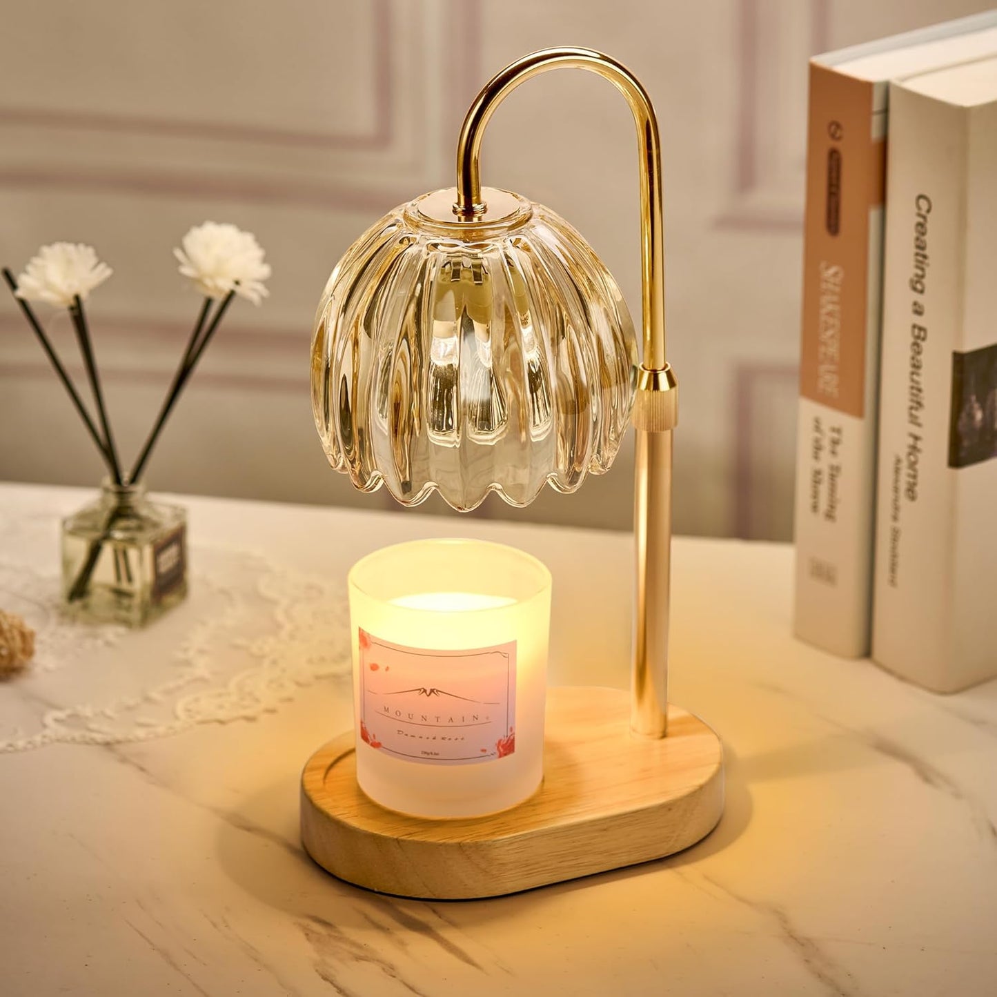 Heymirro Candle Warmer Lamp with Timer Dimmer Adjustable Height, Wax Warmer Lamp for Jar Candles with 2 Bulbs, for Home Decor, Mother's Day, Birthday Gifts for Women