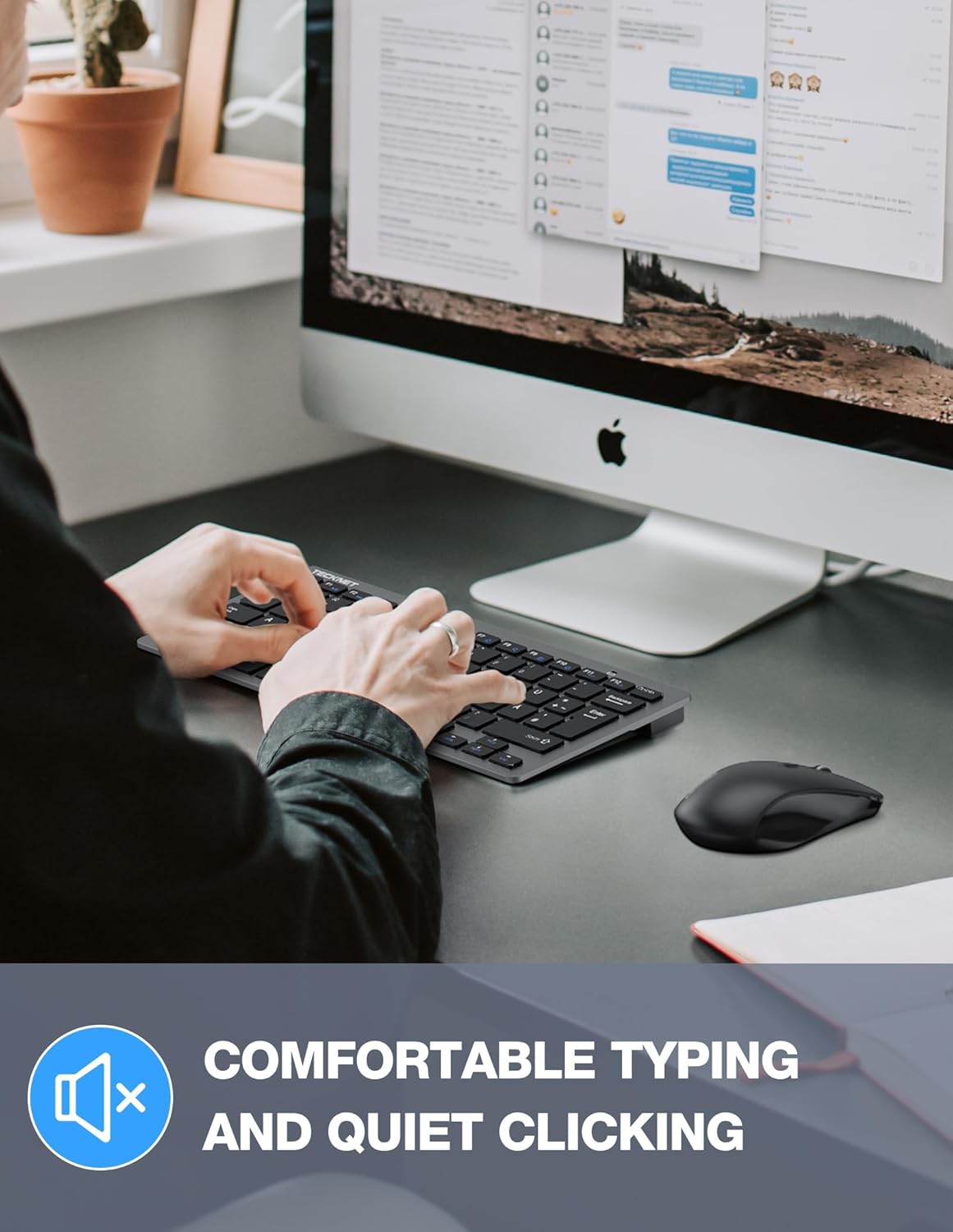 TECKNET Keyboard and Mouse Wireless - Compact 2.4GHz Wireless Keyboard and Mouse Combo with Adjustable DPI, Ultra-Quiet Clicks, Lag-Free Performance for Computer, Laptop, PC, Windows, Mac, Chrome OS
