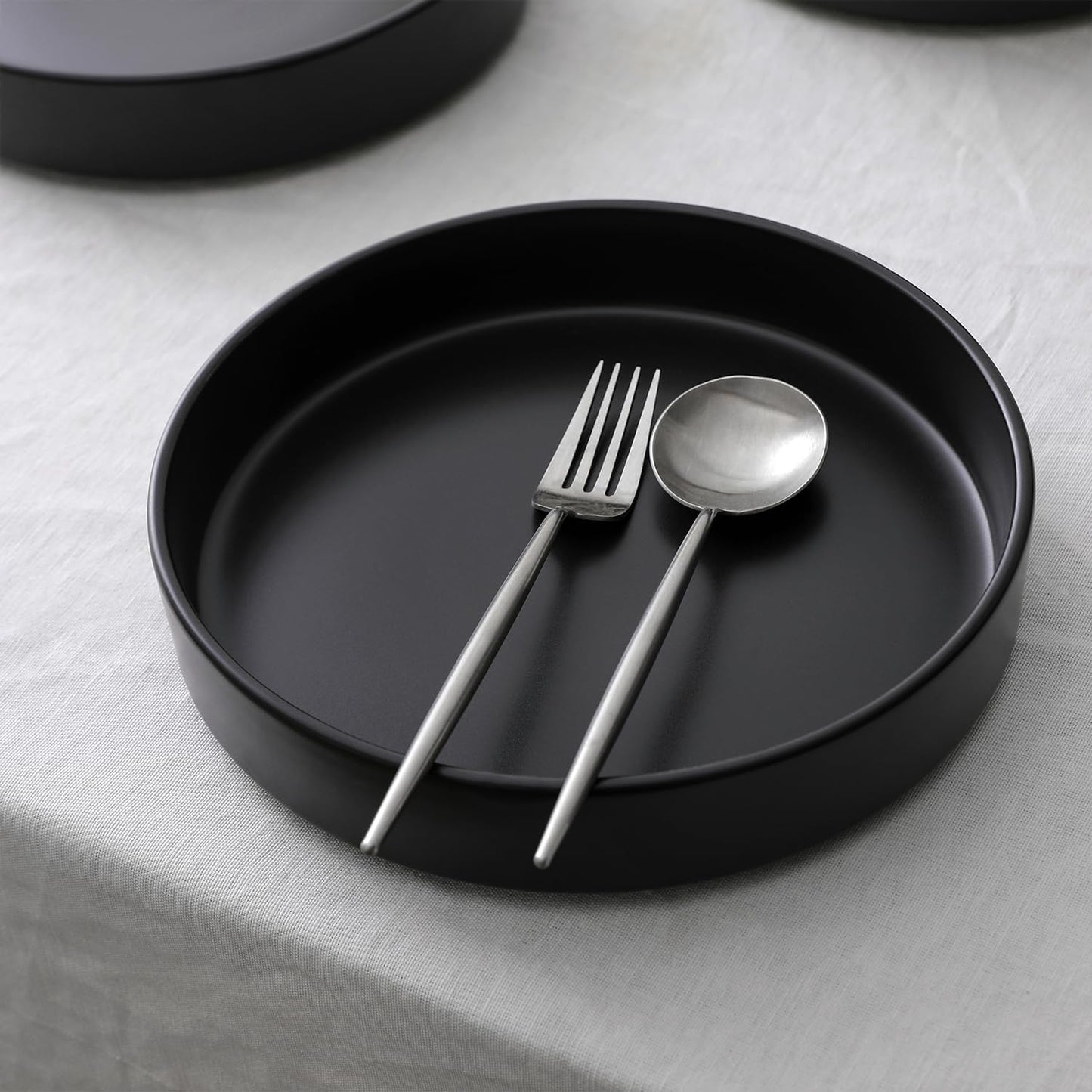 Stone Lain Celina Stoneware 12-Piece Dinnerware Set, Cereal and Pasta Bowls, Black