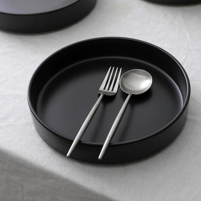 Stone Lain Celina Stoneware 12-Piece Dinnerware Set, Cereal and Pasta Bowls, Black