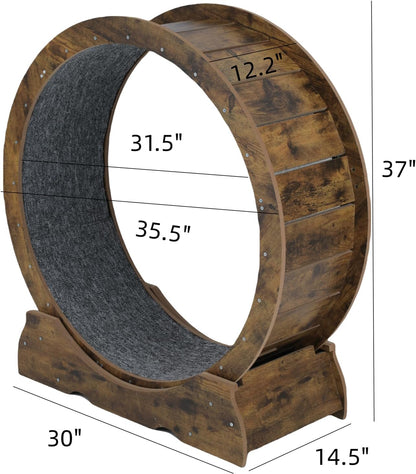 Cat Wheel Exerciser for Indoor Cats Large，Cat Running Wheel, Cat Exercise Wheel, Small Animals Exercise Wheels Cat Treadmill Wheel with Locking Mechanism (Rusty Brown, Brown 35.4"(90cm))