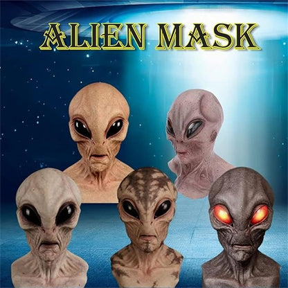 Realistic Alien Mask - Latex, Full Head, Prank Costume for Halloween Adult Cosplay Party Props Scary Novelty Decoration