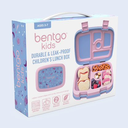 Bentgo Kids Prints Leak-Proof, 5-Compartment Bento-Style Kids Lunch Box - Ideal Portion Sizes for Ages 3-7, Durable, Drop-Proof, Dishwasher Safe, & Made with BPA-Free Materials (Green Rainbow)