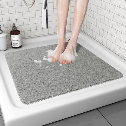 Square Shower Mat, Non Slip Bath Mat, Loofah Shower Stall Mats for Walk-in Shower, 32 x 32 Inches Shower Floor Mat with Drain, Bath Mats for Showers Bathroom, Tub, Seniors