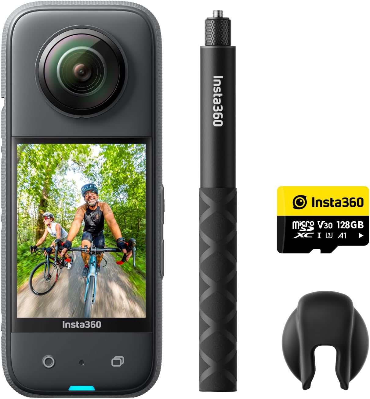 Insta360 Get-Set Bundle- Insta360 X3 Waterproof 360 Action Camera with 1 2 48Mp Sensors, Active HDR Video, 72Mp 360 Photo, 4K Single Lens, 60Fps Me Mode, Stabilization, 2.29 Touchscreen, Ai Editing