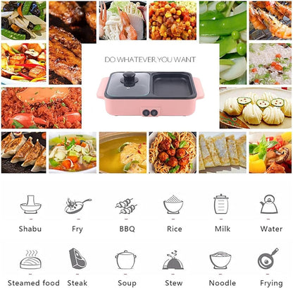 Electric Hot Pot with Grill, Non-Stick Coating, Easy to Clean, Perfect for Soup and BBQ, Small Household Electric Cooking Pan, Versatile Multi-Function Kitchen Appliance