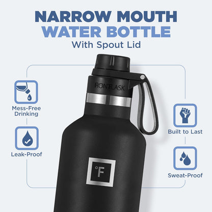Camping & Hiking Hydration Canteens - 24oz 3 Lids (Narrow Straw/Spout Lid) Leak Proof Vacuum Insulated Stainless Steel - Hot & Cold Double Walled Sports Water Bottle