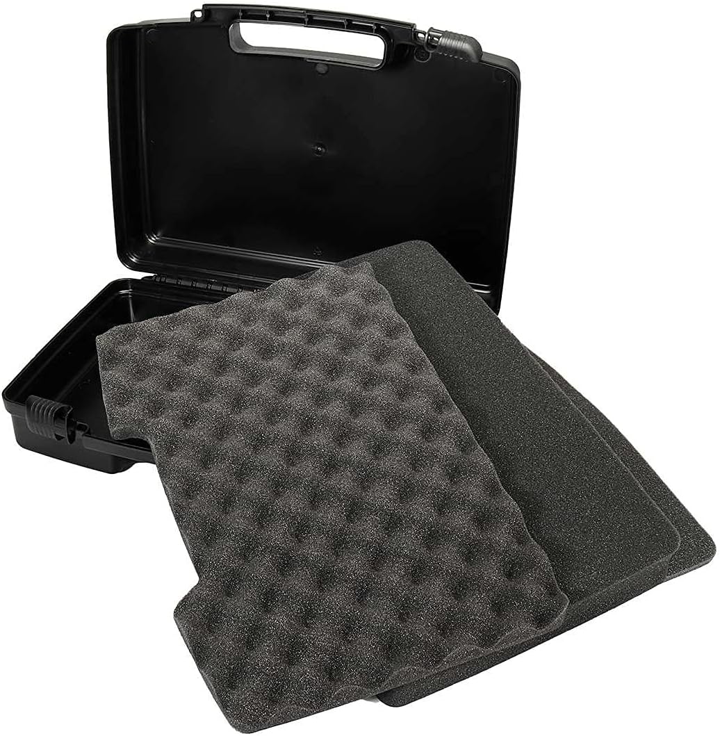 Small Hard Carrying Case with Pluck Foam Interior for iPhone, GoPro, Camera, and More- 14 x 10.4 x 3.5 Inches, Black