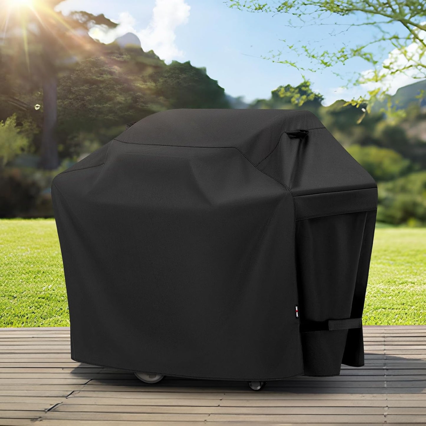 UNICOOK BBQ Cover 55 Inch, Heavy Duty Waterproof Housse BBQ, Special Fade and UV Resistant Outdoor Barbecue Grill Cover, Barbecue Accessories Compatible for Weber Char-Broil Brinkmann and More