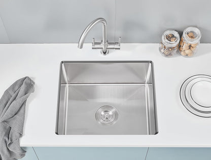 MENATT 20-inch Undermount Kitchen Sink, SUS304 Stainless Steel Handmade Single Bowl Kitchen Sink with Sink Strainer (Brushed), 20"x16"x9"