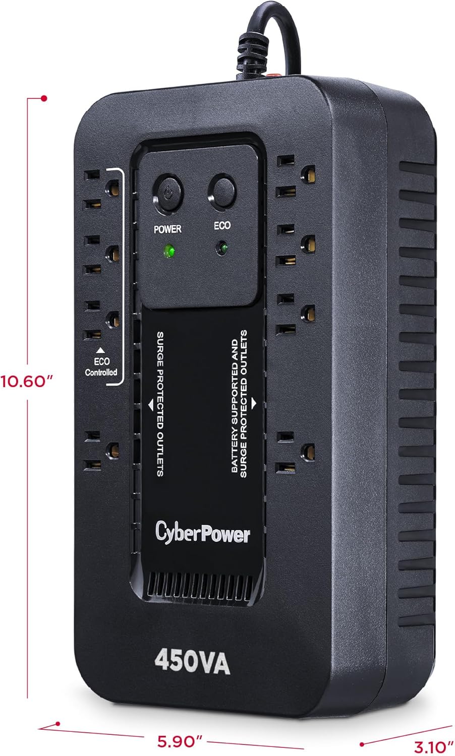 CyberPower EC850LCD Ecologic Battery Backup & Surge Protector UPS System, 850VA/510W, 12 Outlets, ECO Mode, Compact, Uninterruptible Power Supply