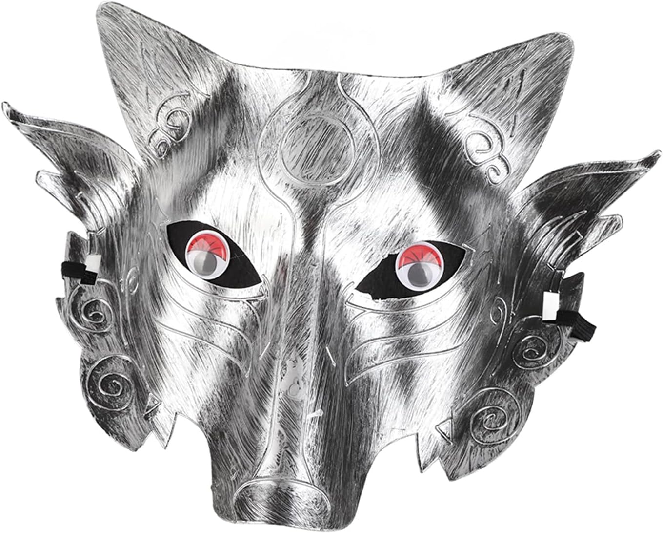 Aoaoy Wolf Head Mask, Halloween Cosplay Mask Realistic Eyes Full Face Masks with Elastic Band for Halloween Party (silver)