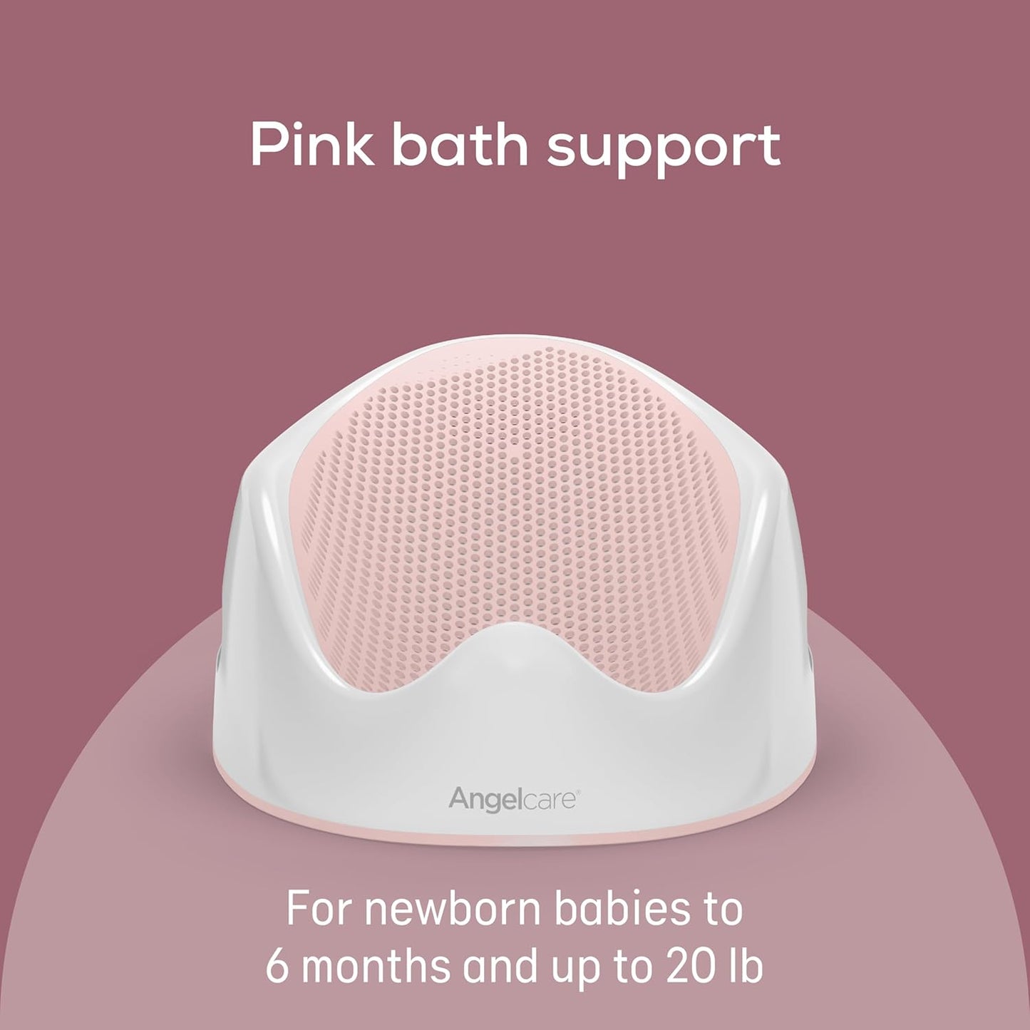 Angelcare Baby Bath Support, Pink, for Babies Less Than 6 Months of Age, Made in Canada
