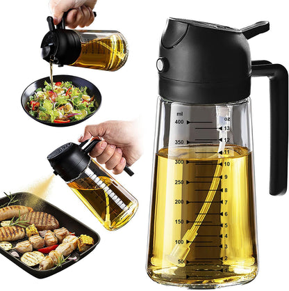 Purilite Select 470ml Glass Oil Sprayer &amp; Dispenser Bottle – 2-in-1 Flip Top