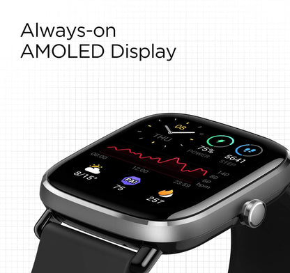 Amazfit GTS 2 Mini in Black Smartwatch GPS Fitness Tracker for Men Women, Alexa Built-in, 14 Days Battery Life, 70+ Sports Modes, Blood Oxygen Heart Rate Sleep Monitor, AMOLED Screen, 5 ATM Waterproof, Small
