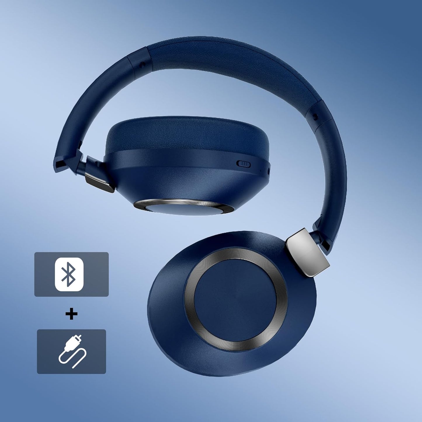 Active Noise Cancelling Headphones, 100H Playtime Headphones Bluetooth Wireless, Bluetooth Headphone Over Ear with Built-in Mic, Wireless Headphone for Travel, Home, Office, Call, Music, Meeting