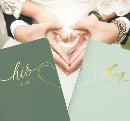 LSSH GmbH Vow Books - His and Hers Wedding Essentials, 28 Pages, 5.5" X 4" (Dark Green & Sage)