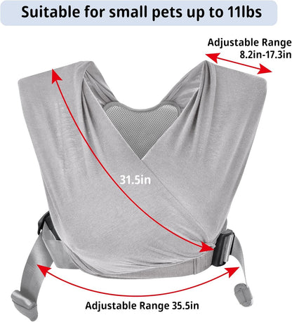 CUBY Swaddle Dog Sling Carrier for Small Dogs, Front Pet Sling Carrie Chest, Hands Free Adjustable Cat Slings Carrier Soft Cotton Reducing Pain Puppy SlingCarrier for Small Pets Up to 11lb (Grey)