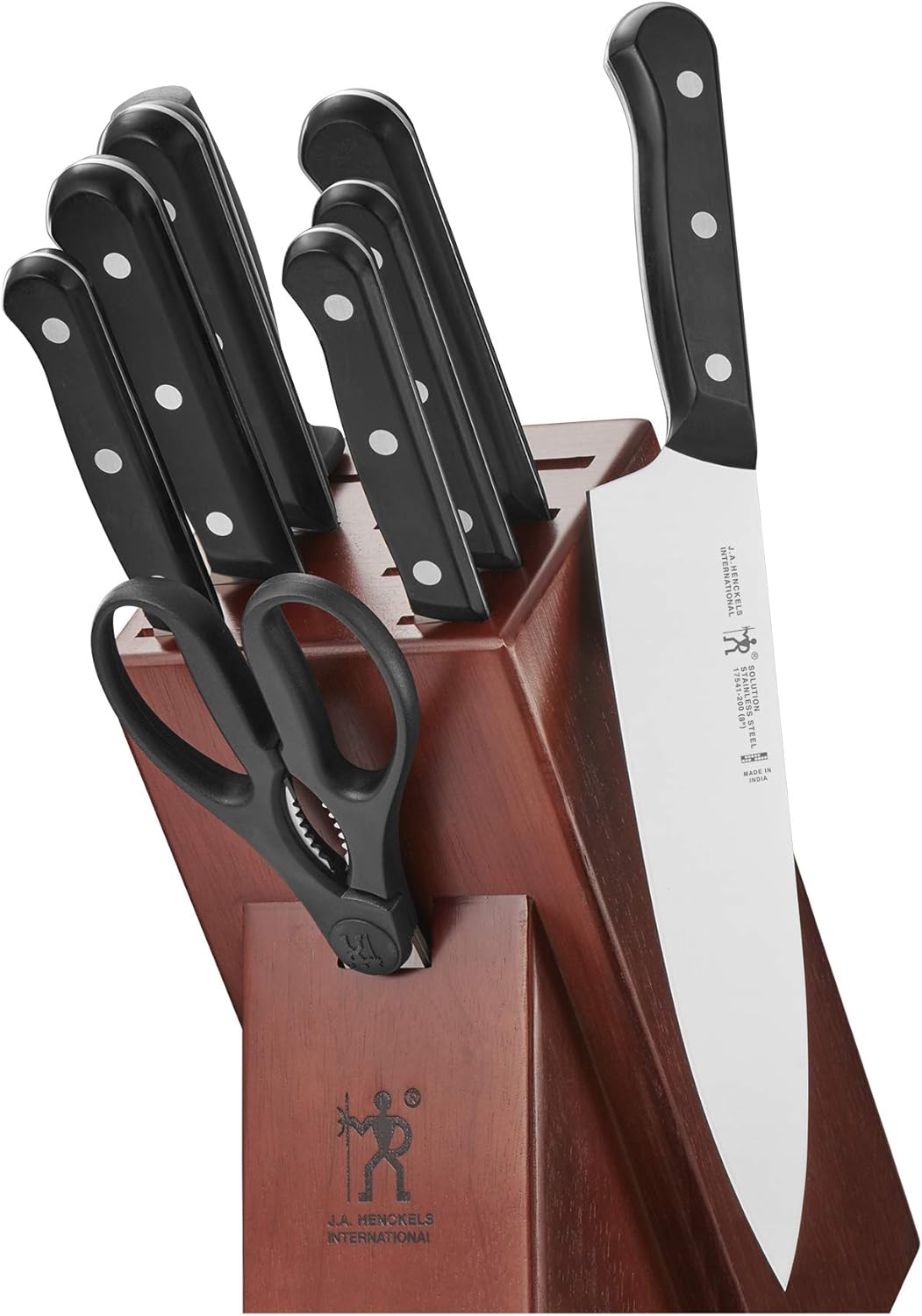 HENCKELS Solution Razor-Sharp 16-pc Self Sharpening Knife Block Set, Chef Knife, Bread Knife, Steak Knife, German Engineered Informed by 100+ Years of Mastery