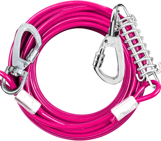 Dog Tie Out Cable Chew Proof, Long Dog Leash 30FT, Dog Runner for Yard Heavy Duty, Dog Chains for Outside, Sturdy Long Line Lead for Dogs Training Outdoor in Yard or Camping