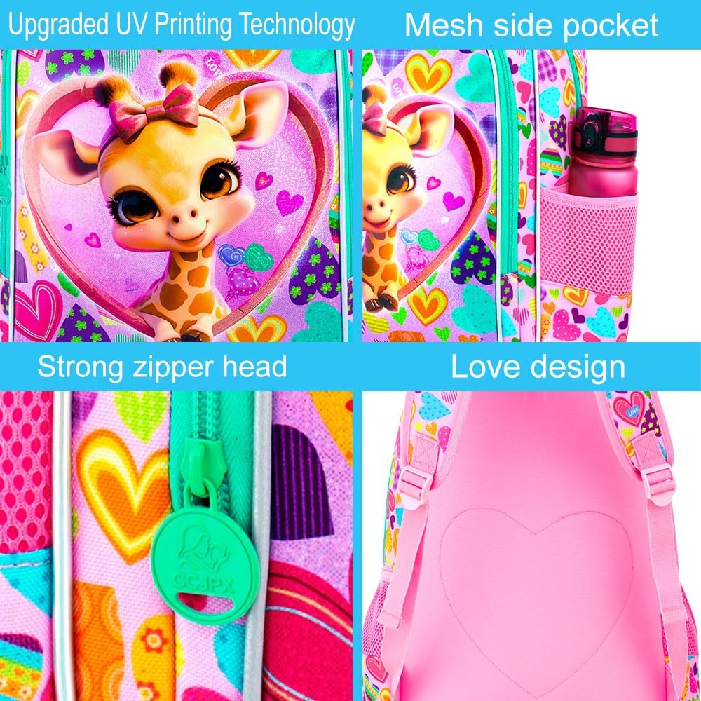 3pcs Backpack for Boys and Girls, 16” Kids Kindergarten Bookbag with Lunch Box, Cute Elementary Backpacks for Boy Girl