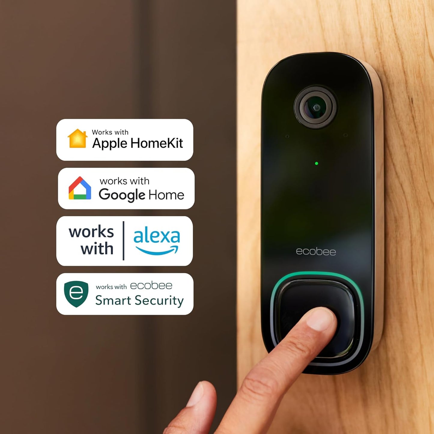 ecobee Smart Video Doorbell Camera (Wired) - with Industry Leading HD Camera, ecobee Smart Security, Night Vision, Person and Package Sensors, 2-Way Talk, and Video & Snapshot Recording