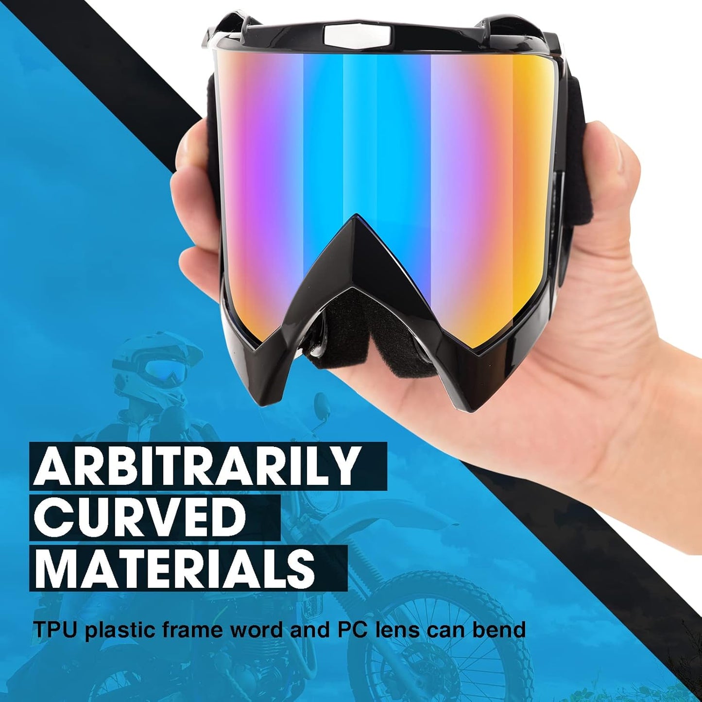 Adult Dirt Bike Goggles, 2-Pack ATV Motorcycle Goggles for Men & Women, Wide Vision Riding Off-Road Goggles