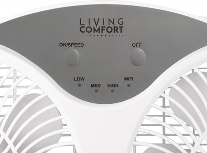 Comfort Zone 9-Inch Window Fan with Dual 3-Speed Fans, Auto-Locking Expanders, 3 Modes (Cool, Circulate, Exhaust), Wi-Fi App Control, Fabric Cover & Bug Screen
