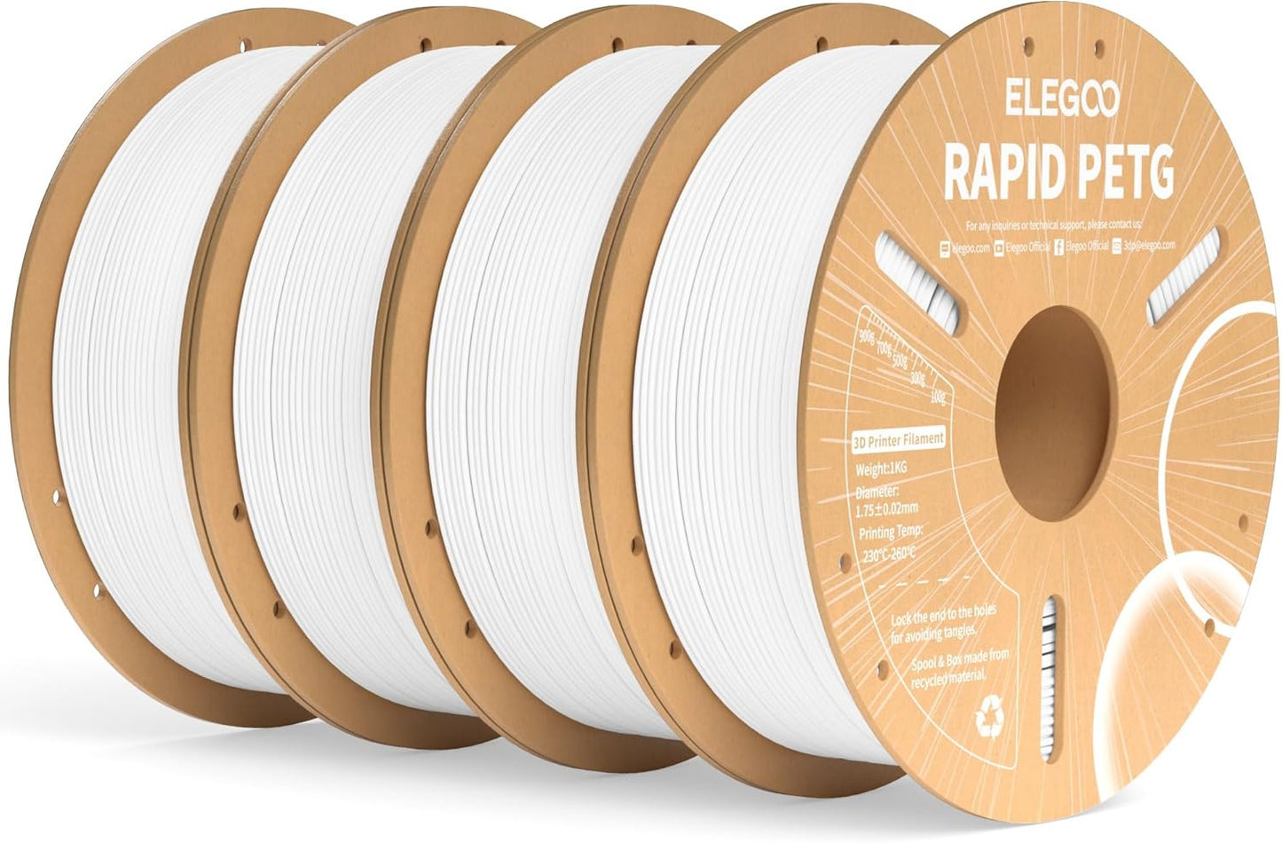 ELEGOO Rapid PETG Filament 1.75mm Black 1KG, 3D Printer Filament Max 600 mm/s High Speed Printing, Dimensional Accuracy +/- 0.02 mm Fit Most FDM Printer 1kg Cardboard Spool