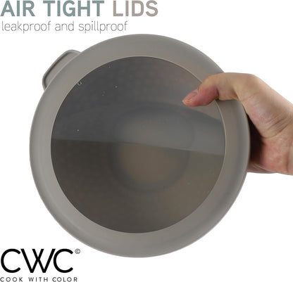 COOK WITH COLOR Mixing Bowls with TPR Lids - 12 Piece Plastic Nesting Bowls Set Includes 6 Prep Bowls and 6 Lids, Microwave Safe Mixing Bowl Set (Mint)