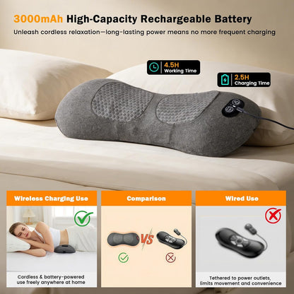 Cordless 3-in-1 Triple Fusion Back Massager with Heat, Vibration, Stretch