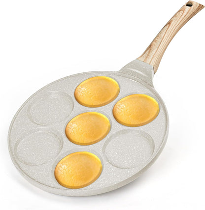 KRETAELY Nonstick Pancake Pan Pancake Griddle with 7-Mold Design Mini Pancake Maker with PFOA Free Coating-Black