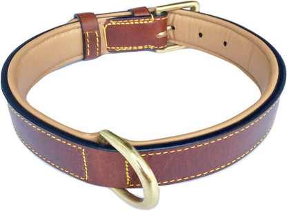 Soft Touch Collars Padded Leather Dog Collar, Large Brown - Genuine Real Leather, 24" Long x 1.5 Wide, Fits Neck Size 18" to 21" Inches