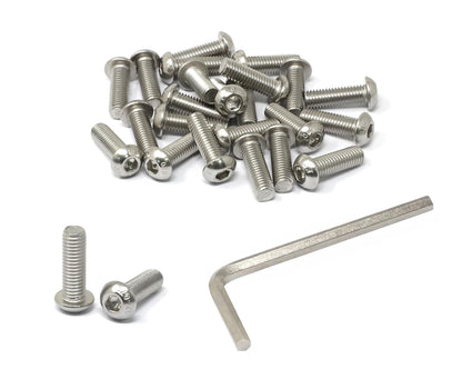 iexcell 50 Pcs M6 x 20mm Thread Pitch 1 mm Stainless Steel 304 Hex Socket Button Head Cap Screws Bolts Kit