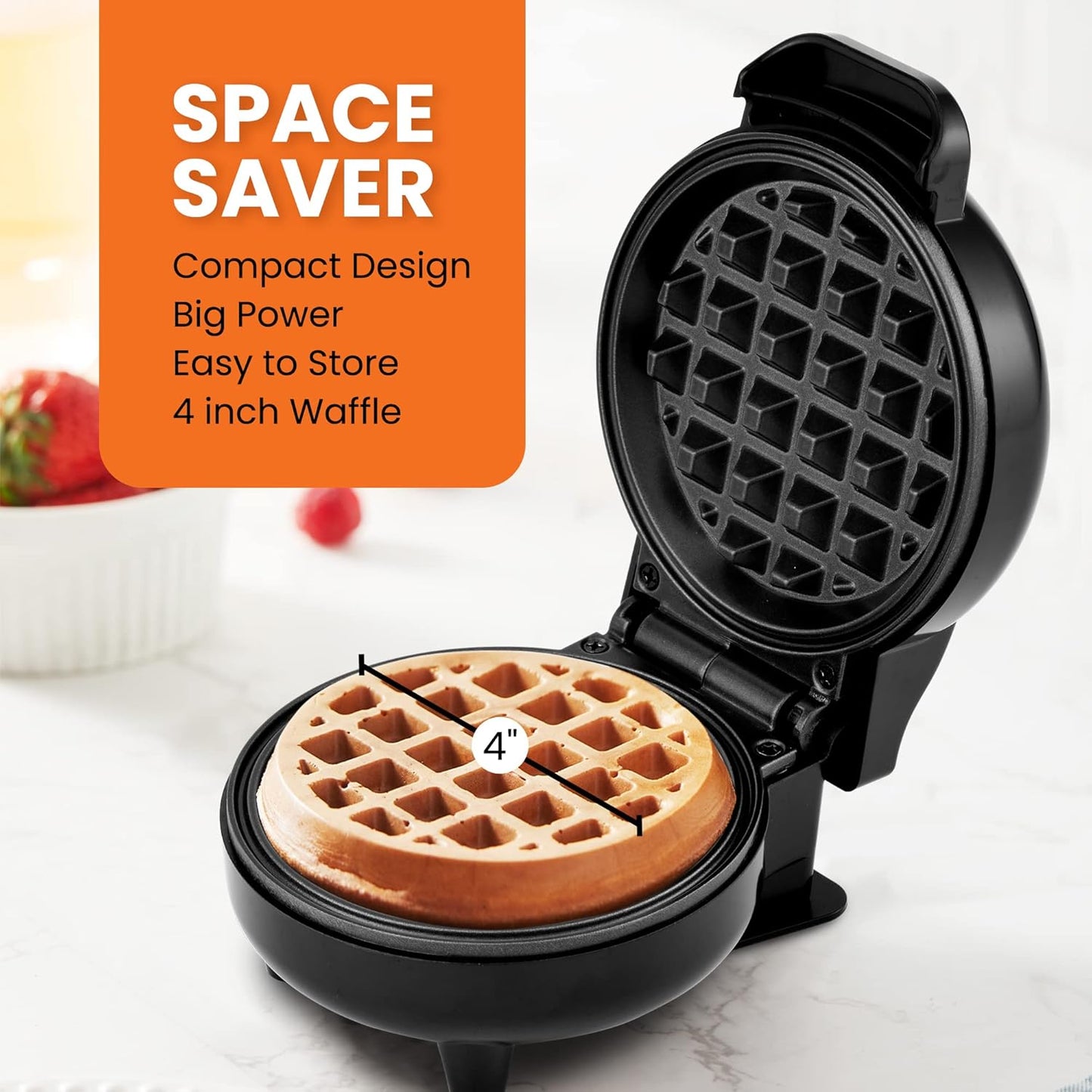 Elite Gourmet EWM015M Electric Nonstick Mini Waffle Maker, Belgian Waffles, Compact Design, Hash Browns, Keto, Snacks, Sandwich, Eggs, Easy to Clean, Mint