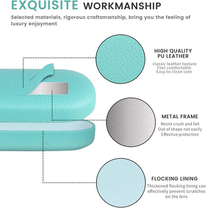 molshine Hard Shell Leather Sunglasses Case,Classic Large Glasses Case for Women Men,Sunglass Eyeglasses