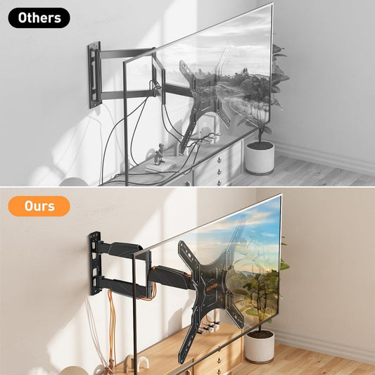 ELIVED UL Listed TV Wall Mount for Most 26-60 Inch TVs, Swivel and Tilt Full Motion TV Mount with Single Stud Perfect Center Design, Wall Mount TV Bracket Max VESA 400x400mm, Holds up to 88 lbs. - PuriLite