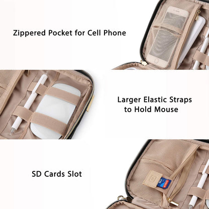 BAGSMART Electronic Organizer, Travel Cable Organizer Double Layer Electronics Accessories Cases Portable for Tablet 7.9", USB Drive, Cords, Black
