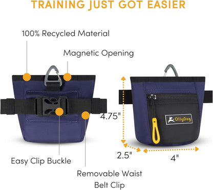 OllyDog Goodie Treat Bag, Dog Treat Pouch, Waist Belt Clip for Hands-Free Training, Magnetic Closure, Dog Training and Behavior Aids, Three Ways to Wear (Palm)