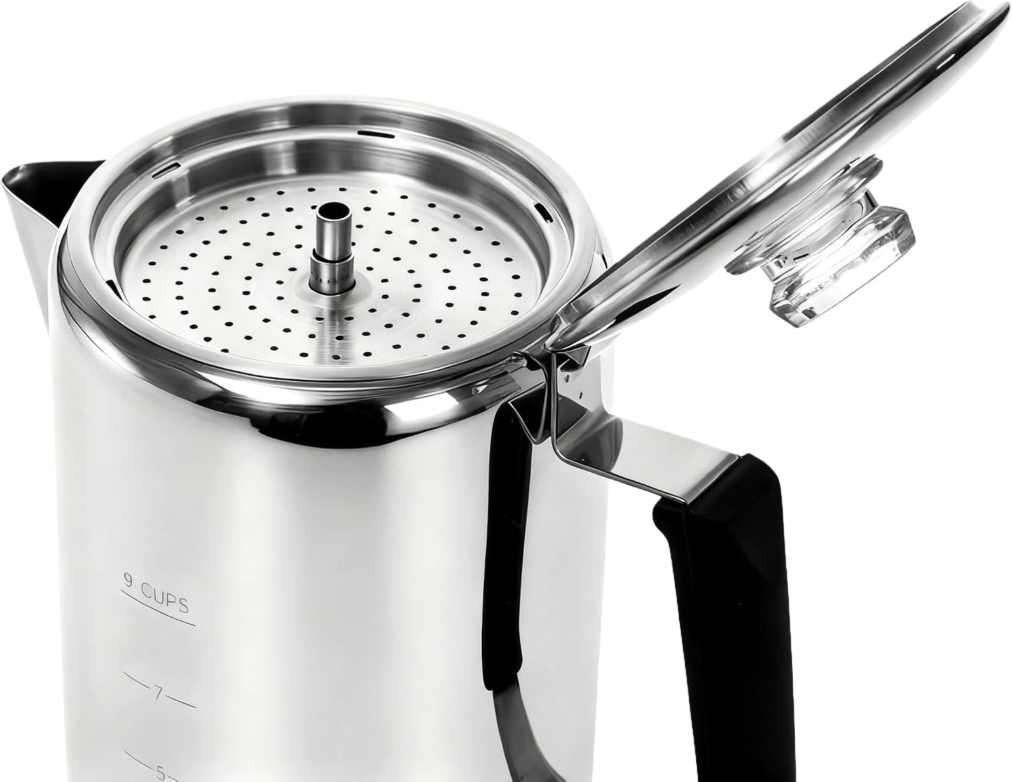 Cididu Coffee Percolator 9 Cup Camping Coffee Pot, Coffee Pot Outdoors, Stainless Steel Stove Top Brew Coffee Maker on Fire, Ideal for Group Camping, Hiking, Backpacking, RV and Travel