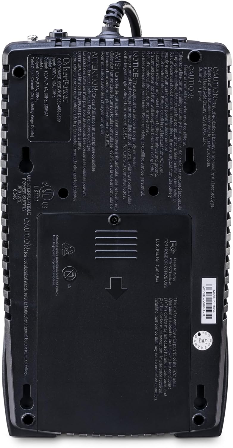 CyberPower EC850LCD Ecologic Battery Backup & Surge Protector UPS System, 850VA/510W, 12 Outlets, ECO Mode, Compact, Uninterruptible Power Supply