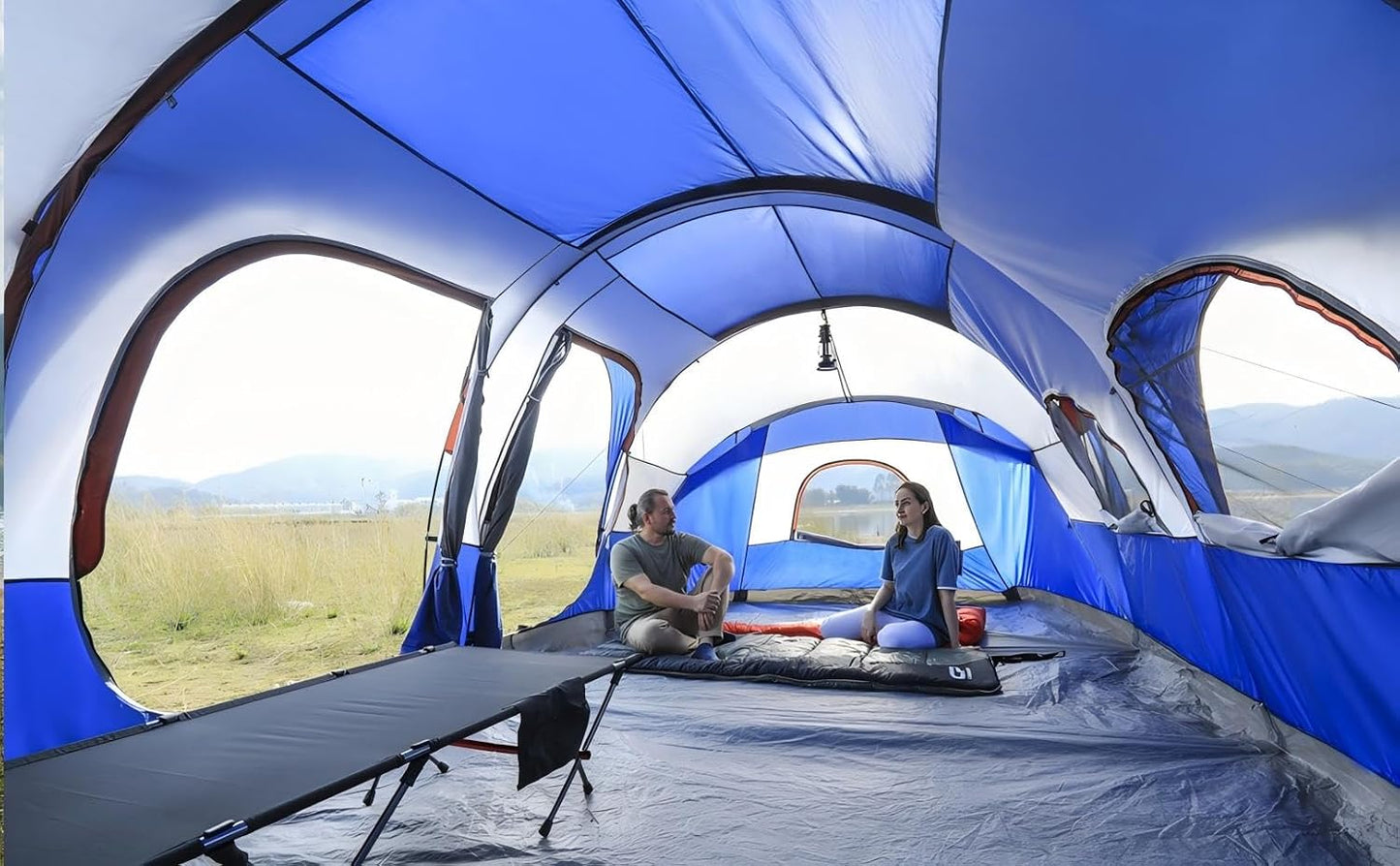 CAMPROS CP 12 Person Camping Tent, 3-Room Family Tent, Rainfly, Waterproof