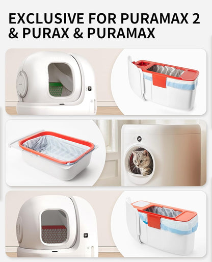 PETKIT PuraX PuraMax Replaced Waste Bags-5 Rolls, Portable Cat Litter Waste Receptacles Bags for Self-Cleaning Cat Litter Box