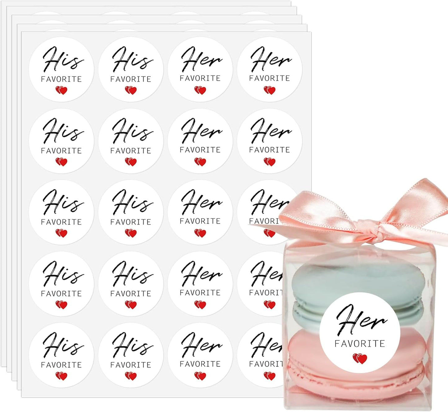 TESWEY 200Pcs His and Her Favorite Wedding Candy Favor Stickers,Candy Bag Seals Label Stickers for Wedding Favors, Bridal Shower Favor Treat Bag Stickers for Party