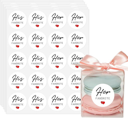 TESWEY 200Pcs His and Her Favorite Wedding Candy Favor Stickers,Candy Bag Seals Label Stickers for Wedding Favors, Bridal Shower Favor Treat Bag Stickers for Party