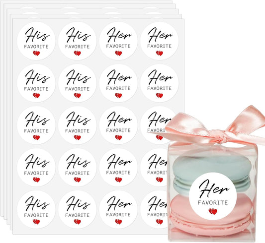 TESWEY 200Pcs His and Her Favorite Wedding Candy Favor Stickers,Candy Bag Seals Label Stickers for Wedding Favors, Bridal Shower Favor Treat Bag Stickers for Party
