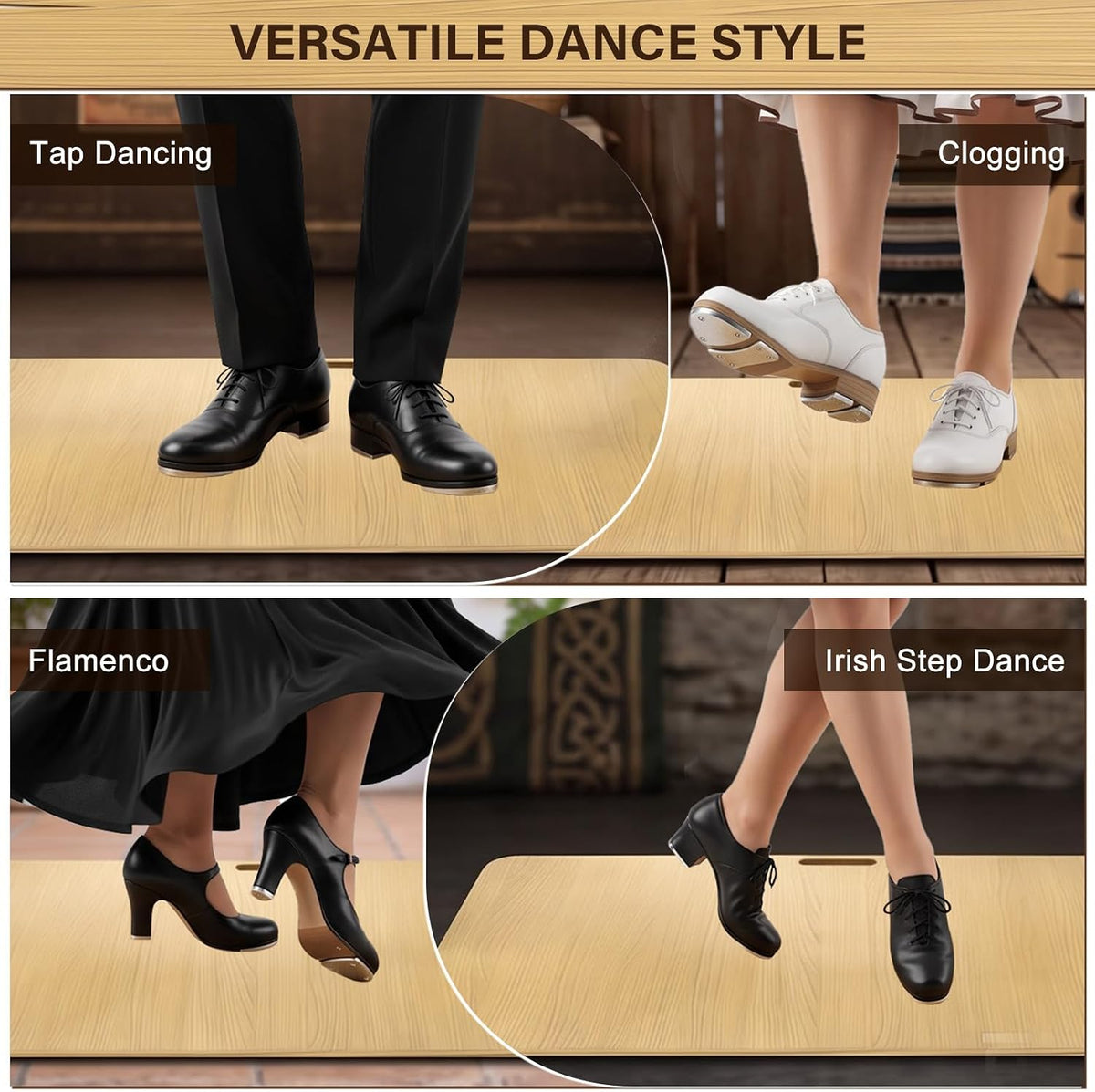 48"x27" Portable Tap Dance Floor Mat Non-Slip Shock Absorbing for Home