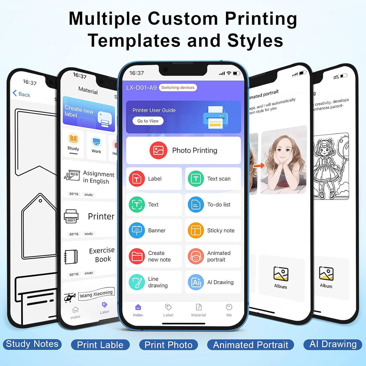 Label Maker Machine with Tape - Thermal Label Printer Bluetooth Label Maker Machine, Mini Printer Sticker Maker for Home, Kitchen, School, Office Organization with 2 Rolls Paper (Green)