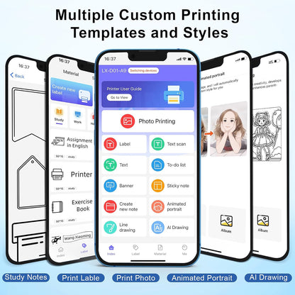 Label Maker Machine with Tape - Thermal Label Printer Bluetooth Label Maker Machine, Mini Printer Sticker Maker for Home, Kitchen, School, Office Organization with 2 Rolls Paper (Green)