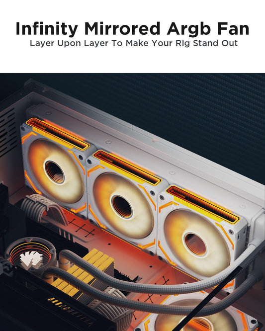 AsiaHorse COSMIQ-Black 120mm PC RGB Fans, 5V 3-PIN Connector Daisy Chain FDB PWM Computer Case Fans with RGB Controller for Cases CPU Liquid Coolers, 3Pack (Black) (White, 3_Pack_Forward_Blade)